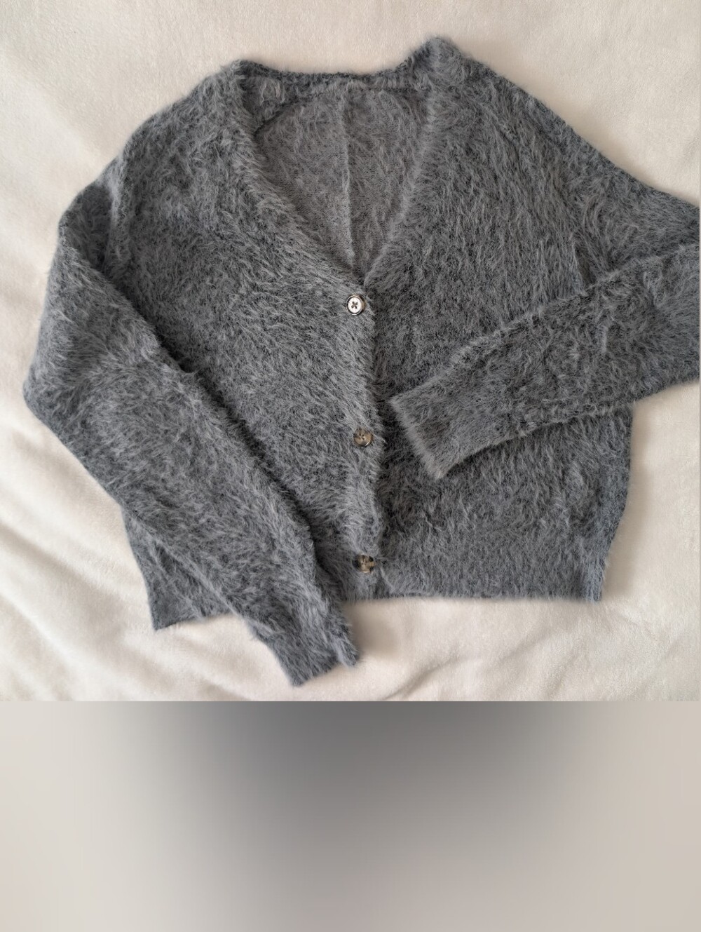 3/$30 Cozy Fuzzy V-Neck Cardigan Sweater - Gray